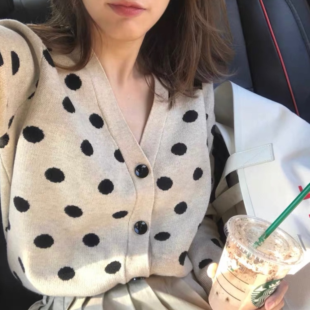 Polka Dot Cardigan Sweater